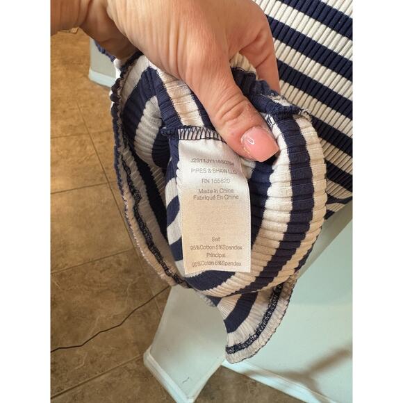 Veronica Beard Navy and White Striped Blouse L - Picture 6 of 6